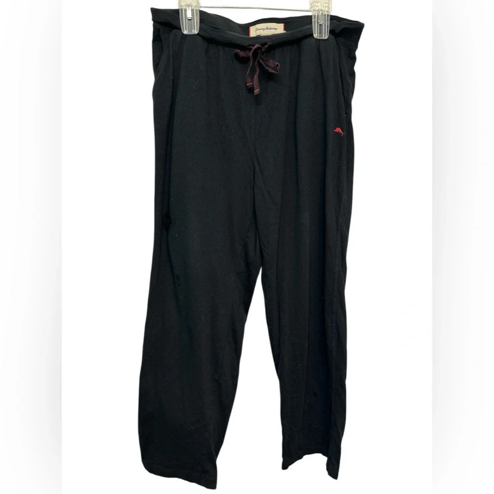 Tommy Bahama Sweatpants Lounge Pants Drawstring Embroidered Logo Pocket Black